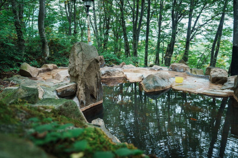 Hidden mountain onsen surrounded by beech forest at Amakazari Kogen, Otari Nagano