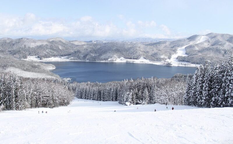 Gelato with the alps in the background.